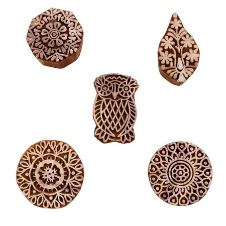 Set of 5 Piece New Mix Wooden Printing Blocks